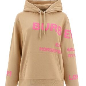 Burberry Poulter Logo Cotton Hoodie in Soft Fawn